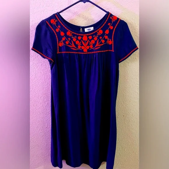old navy orange blossom dress Scalloped-Edge Apron-Neck Mini Shift Dress